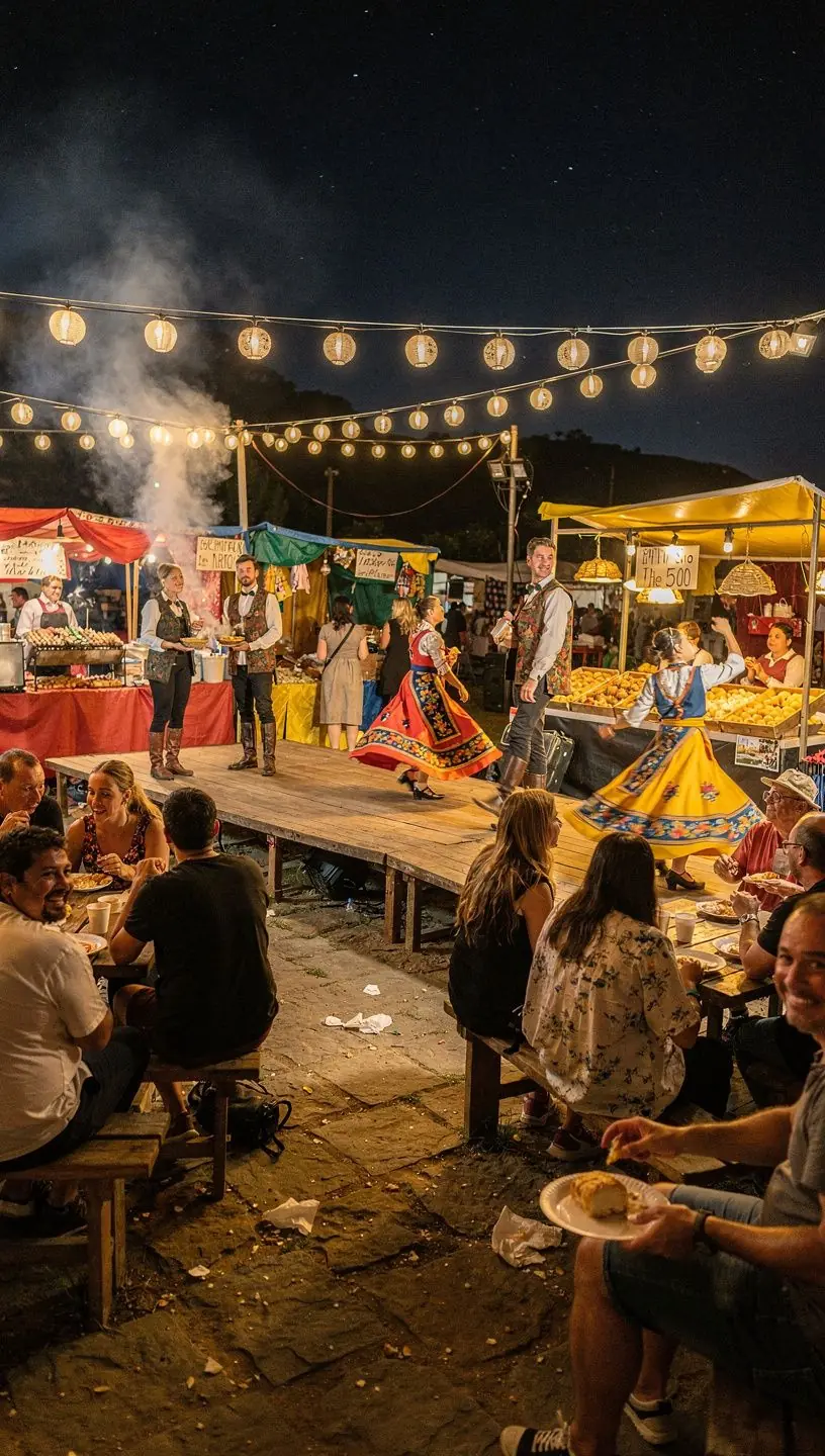 Agências de festivais culturais promovendo eventos tradicionais.