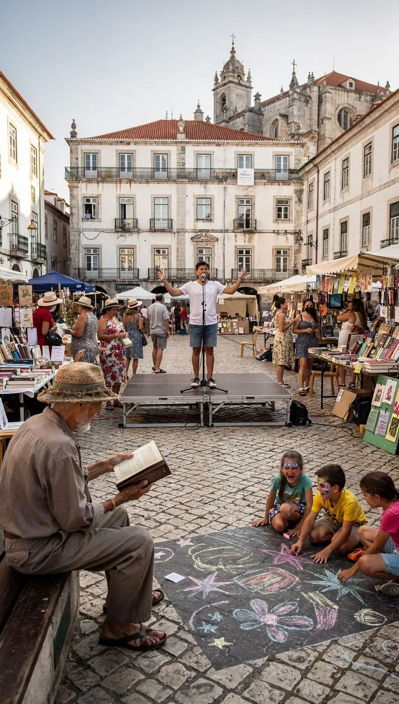 Artistas locais se apresentando em festival cultural.
